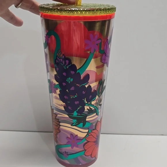 {Starbucks} NWT Rex Hamilton Limited Edition 2024 Texas Wildflowers Venti 24 oz - Picture 4 of 8